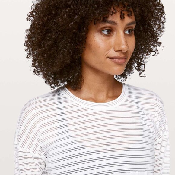 Lululemon Tie Your Practice Long Sleeve *Stripe White - Picture 2 of 6